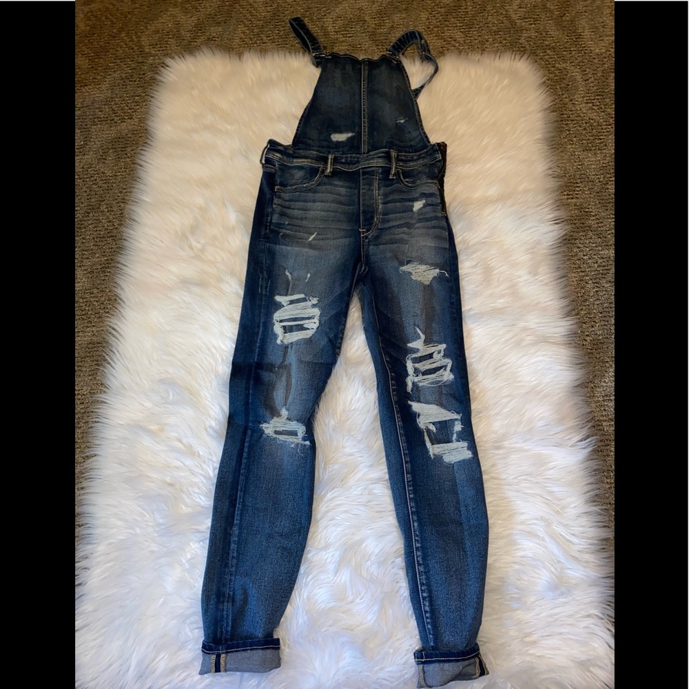 American Eagle AE Jegging Overalls Bibs Denim Destroyed- 6R